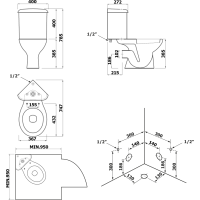Aqualine CLIFTON rohové WC kombi, dvojtlačítko 3/6l, zadní/spodní odpad, bílá FS1PK
