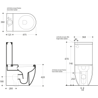 Kerasan FLO WC kombi mísa 36x60cm, spodní/zadní odpad, bílá 311701