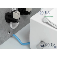 Isvea SENTIMENTI CLEANWASH závěsná WC mísa, Rimless, integrovaný ventil a bidet. sprška, 36x51cm, bílá 10ARS1010