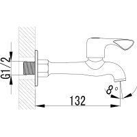 Aqualine Nástěnný ventil 1/2", dlouhý, chrom ZY12062