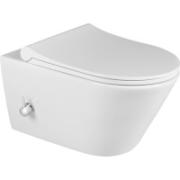 Sapho AVVA CLEANWASH závěsná WC mísa, Rimless, integrovaná baterie a bidet. sprška, 35, 5x53cm, bílá 100315