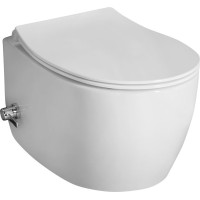 Isvea SENTIMENTI CLEANWASH závěsná WC mísa, Rimless, integrovaný ventil a bidet. sprška, 36x51cm, bílá 10ARS1010
