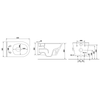 Sapho AVVA CLEANWASH závěsná WC mísa, Rimless, integrovaná baterie a bidet. sprška, 35, 5x53cm, černá mat 100315-110