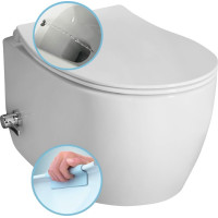 Isvea SENTIMENTI CLEANWASH závěsná WC mísa, Rimless, integrovaný ventil a bidet. sprška, 36x51cm, bílá 10ARS1010