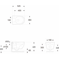 Bruckner FULDA závěsná WC mísa, Vortex Rimless, 36x52, 5cm, bílá 201.408.4