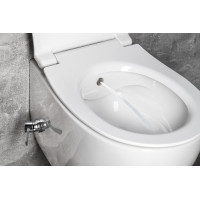 Isvea SENTIMENTI CLEANWASH závěsná WC mísa, Rimless, integrovaný ventil a bidet. sprška, 36x51cm, bílá 10ARS1010