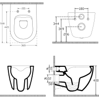 Isvea INFINITY závěsná WC mísa, Rimless, 36, 5x53cm, bílá 10NF02001