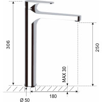 Sapho CORNELI stojánková umyvadlová baterie vysoká bez výpusti, prodloužená hubice, chrom CE07