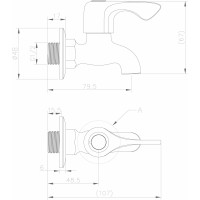 Aqualine Nástěnný kulový ventil 1/2", krátký, chrom ZY12033