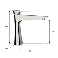 Sapho AXAMITE stojánková umyvadlová baterie vysoká bez výpusti, prodloužená hubice, chrom AX06