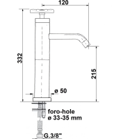 Sapho INDUSTRY stojánková umyvadlová baterie vysoká bez výpusti, výška 332 mm, chrom/černá 5102LTT