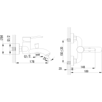 Sapho LUKA nástěnná vanová baterie, chrom LK10