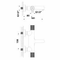 Sapho SOLARIS nástěnná vanová termostatická baterie, chrom WD010