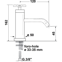 Sapho INDUSTRY stojánková umyvadlová baterie bez výpusti, výška 162 mm, nikl/černá 5102TT8