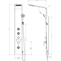 Aqualine TUSA sprchový panel, výška 1400mm, stříbrná SL680