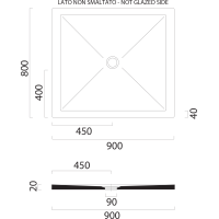 GSI Keramická sprchová vanička, obdélník 90x80x2cm, bílá mat 46090809