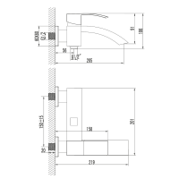 Sapho GINKO nástěnná vanová baterie, černá mat 1101-10B