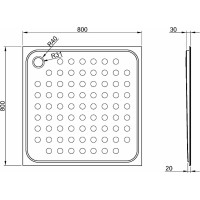 NOFER Sprchová vanička 800x30x800 mm, nerez mat 13052.80.S