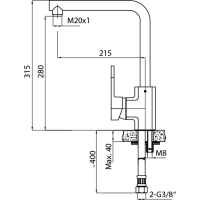 Sapho INOVA stojánková dřezová baterie, černá RH125B