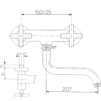 Sapho AXIA nástěnná baterie, chrom 506S