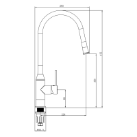 Sapho SILI stojánková dřezová baterie, flexibilní ramínko, stříbrná/chrom SR414