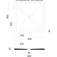 GSI Keramická sprchová vanička, čtverec 90x90x2cm, bílá mat 46090909