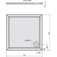 Polysan AURA sprchová vanička z litého mramoru, čtverec 90x90cm, bílá 43511