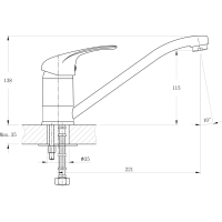 Bruckner HOFFER stojánková dřezová baterie, 221mm, otočné ramínko, chrom 424.050.1