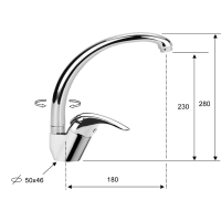 Sapho SALY stojánková dřezová baterie, výška 280mm, chrom SA511