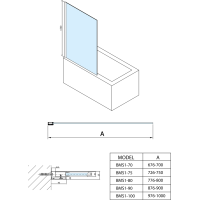 Polysan MODULAR SHOWER vanová zástěna 900x1500mm, čiré sklo BMS1-90