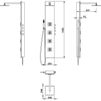Polysan SPIRIT SQUARE termostatický sprchový panel nástěnný, 250x1550mm, černá 81251