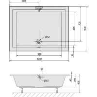 Polysan DEEP hluboká sprchová vanička s konstrukcí, obdélník 120x90x26cm, bílá 72392