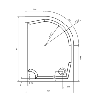 Gelco RIVA sprchová vanička z litého mramoru, čtvrtkruh 100x80cm, levá GR10080L