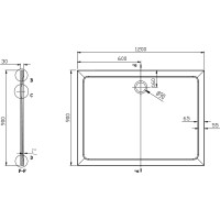 Aqualine TECMI sprchová vanička z litého mramoru, 120x90x3cm PQ12090