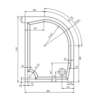 Gelco RIVA sprchová vanička z litého mramoru, čtvrtkruh 120x90cm, levá GR12090L