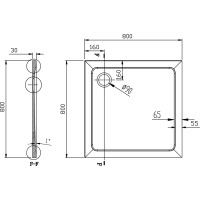 Aqualine TECMI sprchová vanička z litého mramoru, čtverec 80x80x3cm PQ008