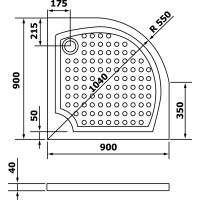 Gelco VIVA90 sprchová vanička z litého mramoru, čtvrtkruh, 90x90cm, R550 GV559