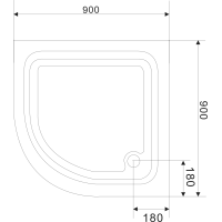 Aqualine Sprchová samonosná vanička akrylátová, čtvrtkruh 90x90x15cm BTTR90