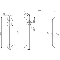 Aqualine TECMI sprchová vanička z litého mramoru, čtverec 90x90x3cm PQ009