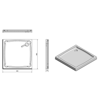 Gelco DIONA sprchová vanička z litého mramoru, čtverec 90x90x7, 5cm GD009