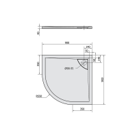 Polysan LUSSA sprchová vanička z litého mramoru se záklopem, čtvrtkruh 90x90cm, R550 71602