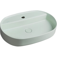 Isvea INFINITY OVAL keramické umyvadlo na desku, 60x40cm, zelená mint 10NF65060-2T