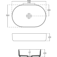 Isvea INFINITY OVAL keramické umyvadlo na desku, 55x36cm, antracit 10NF65055-2C