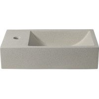 Sapho CREST L betonové umývátko, nástěnné, včetně výpusti, 40x22cm, bílý pískovec AR410