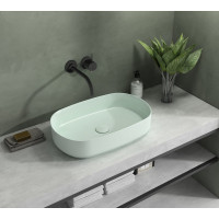 Isvea INFINITY OVAL keramické umyvadlo na desku, 55x36cm, zelená mint 10NF65055-2T