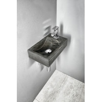 Sapho BLOK kamenné umývátko 40x22cm, baterie vpravo, antracit 2401-28