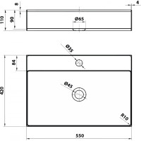 Sapho AURUM nerezové umyvadlo, 55x42 cm, včetně výpusti, nerez mat AU402