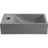 Sapho CREST L betonové umývátko, nástěnné, včetně výpusti, 40x22cm, černý granit AR403