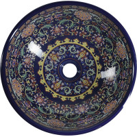 Sapho PRIORI keramické umyvadlo na desku, Ø 41 cm, fialová s ornamenty PI022