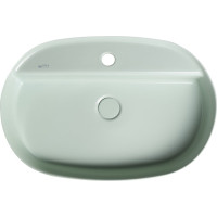 Isvea INFINITY OVAL keramické umyvadlo na desku, 60x40cm, zelená mint 10NF65060-2T